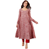 Gosriki Women'S Rayon Viscose Anarkali Printed Kurta With Pant (Grusha Red-Gs_L_Red_Large),Red,,B0DX247CMR