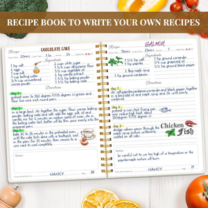 LuBudingJoy Blank Recipe Book to Write in Your Own Recipes. Sprial Hardcover Blank Cookbook, Recipe Journal Hold 150 Recipes(Pea