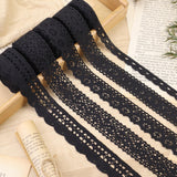 ZNZAKKA Black Lace Ribbon 15 Yards Cotton Lace Trim Crochet Sewing Lace for Crafts, Gift Wrapping, Decoration