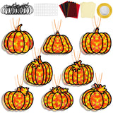 32 Sets Pumpkin Suncatchers Craft Kit DIY Window Stained Glass Effect Fall Pumpkin Paper Crafts Home School Classroom Autumn Tha