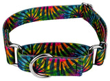 Country Brook Petz - Tie Dye Stripes Martingale Dog Collar - Groovy Collection Featuring Far Out Designs (5/8 Inch, Small)