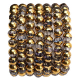 DADIFEN Glass Round Beads Blue Octagon Faceted 8x7mm 42pcs Golden Edge Crystal Loose Beads for DIY Craft Jewelry Making