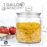 1 Gallon Glass Cookie Jar - Large Food Storage Container with Airtight Lid - Keep Fresh Flour, Chewy Pet Treats, Candy, Dried Fo