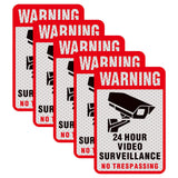 5 Pieces 24 Hours Video Recording Surveillance No Trespassing Sign Sticker. Self Adhesive 5.9 X 4 Inch, It Is Made of Reflective