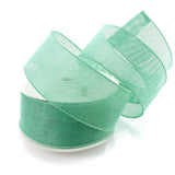 HairBow Center Ribbon Traditions 2.5inch Wired Burlap Ribbon Soft Mint 10 Yards