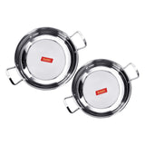 Sumeet Stainless Steel Encapsulated Bottom induction and Gas Stove Friendly Kadhai (Size no 12 and 13, 1.9L and 2.3L) Set of 2