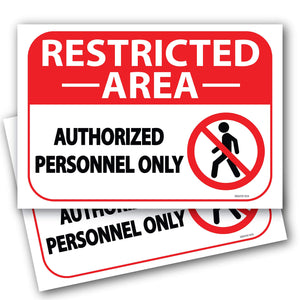(2-Pack) Restricted Area Signs Stickers | No Entry Sign | Do Not Enter, Autherized Personnel Only Sticker | Not an Entrance Sign