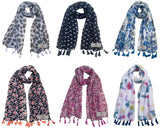 Fusfus WomenS Printed Chiffon Scarves And Stoles, Free Size(Multicolour, Fs1126) Pack Of 6 (Multicolor2)