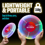 GlowCity Glider LED Glow-in-The-Dark Flying Disc - Bright, Rechargeable, Durable, Water-Resistant, 12 Color Modes, Perfect for E