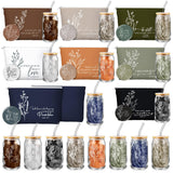 Fumete Christian Gift for Women Sunday School Teacher Grandparents Flower Makeup Bag Bible Verse Glass Coffee Cup with Bamboo Li