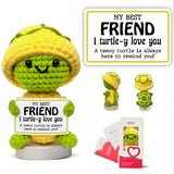Gossby Positive Turtle Crochet with Message - My Best Friend I Turtle-Y Love You - Friendship, Christmas, Birthday Gift for Best