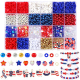 UPINS 2100PCS+ Red White and Blue Beads Bracelet Making Kit 4th of July Patriotic Beads for Jewelry Making Heishi Beads for DIY 