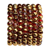 DADIFEN Glass Round Beads Red Octagon Faceted 8x7mm 42pcs Golden Edge Crystal Loose Beads for DIY Craft Jewelry Making