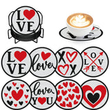 Denylo pro 8 Pcs Christmas Diamond Art Painting Coasters Kits with Holder DIY Art Coaster Non Slip Coaster for Adults Xmas Holid