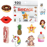 BioSwiss Bandages, Assorted Animal, Fun, and Food Shaped Self Adhesive Bandage, Latex Free Sterile Wound Care, 100 Count