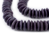 The Bead Chest Ashanti Fair Trade Glass Saucer Beads - African Tribal Ethnic Disk Rondelle Spacers (Dark Purple)