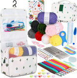 Tusmad 59 Pcs Crochet Kit With Yarn & Tools Ergonomic Crochet Hooks Set For Beginners & Adults Complete Diy Knitting & Croch