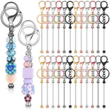 Tondiamo 24 Pcs Beadable Keychain Bars Bulk Beads for Keychain Making Kit Gifts for Women Men DIY Crafts(Classic Color)