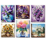 6 Pack Flower Diamond Art Kits for Adults Beginners,Diamond Painting Kits for Adults,5D Full Drill DIY Diamond Dot Gem Art Kit W