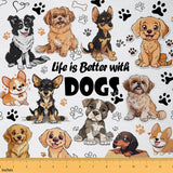 Cute Dogs Fabric by The Yard,Boys Girls Cartoon Puppy Upholstery Fabrics for Chairs,Lovely Pet Farm Animals Fabric for Home DIY 