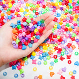 1200pcs Multi-Shape Pony Beads for Jewelry Making,9mm Multicolored Acrylic Kandi Beads,5 Bags Packaged Separately Heart Star But