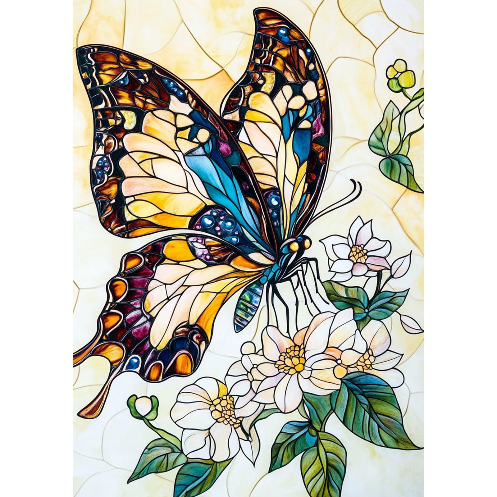 RICUVED Diamond Art Painting Kits for Adults, Diamond Painting Kits 5D Butterfly Diamond Art Kit for Beginner, Flowers Diamond P