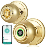 KLLOQUE Fingerprint Door Lock, Smart Fingerprint Door Knob with Lock, Biometric Door Locks with App Control & Key, Keyless Thumb