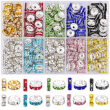 300 pcs 10mm Spacer Beads for Crafting, 10 Colors Rondelle Spacer Beads Box, Fancy Sparkle Crystal Rhinestone Loose Beads for Ne