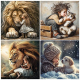4Pcs Diy Animals And Baby Stamped Cross Stitch Kits For Adults Beginners,Cross Stitch Kits For Adults Beginners,Embroidery Kits 