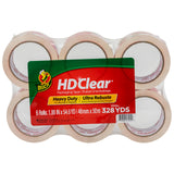 Duck HD Clear Packing Tape 6 Rolls, 328 Yards Heavy Duty Packaging for Shipping, Mailing, Moving & Storage Clear, Strong Refil