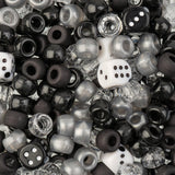 300pcs John Bead Black and White Assorted Plastic Pony Craft Beads for DIY Jewelry Bracelet Necklace Making, 120g