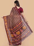 Anni Designer Women'S Linen Cotton Printed Saree With Blouse Piece (Linen 1022_Maroon),Maroon,Free,Linen,Printed,With Blouse Piece