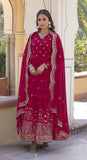 Wedani Georgette Anarkali Kurta Set With Dupatta For Women,Pink,M,Georgette,Anarkali,