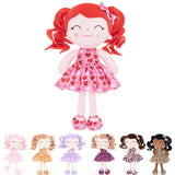 Gloveleya Personalized Baby Dolls Soft Rag Doll Costomized Name Gifts Curly Spring Girl - Red Hair Heart