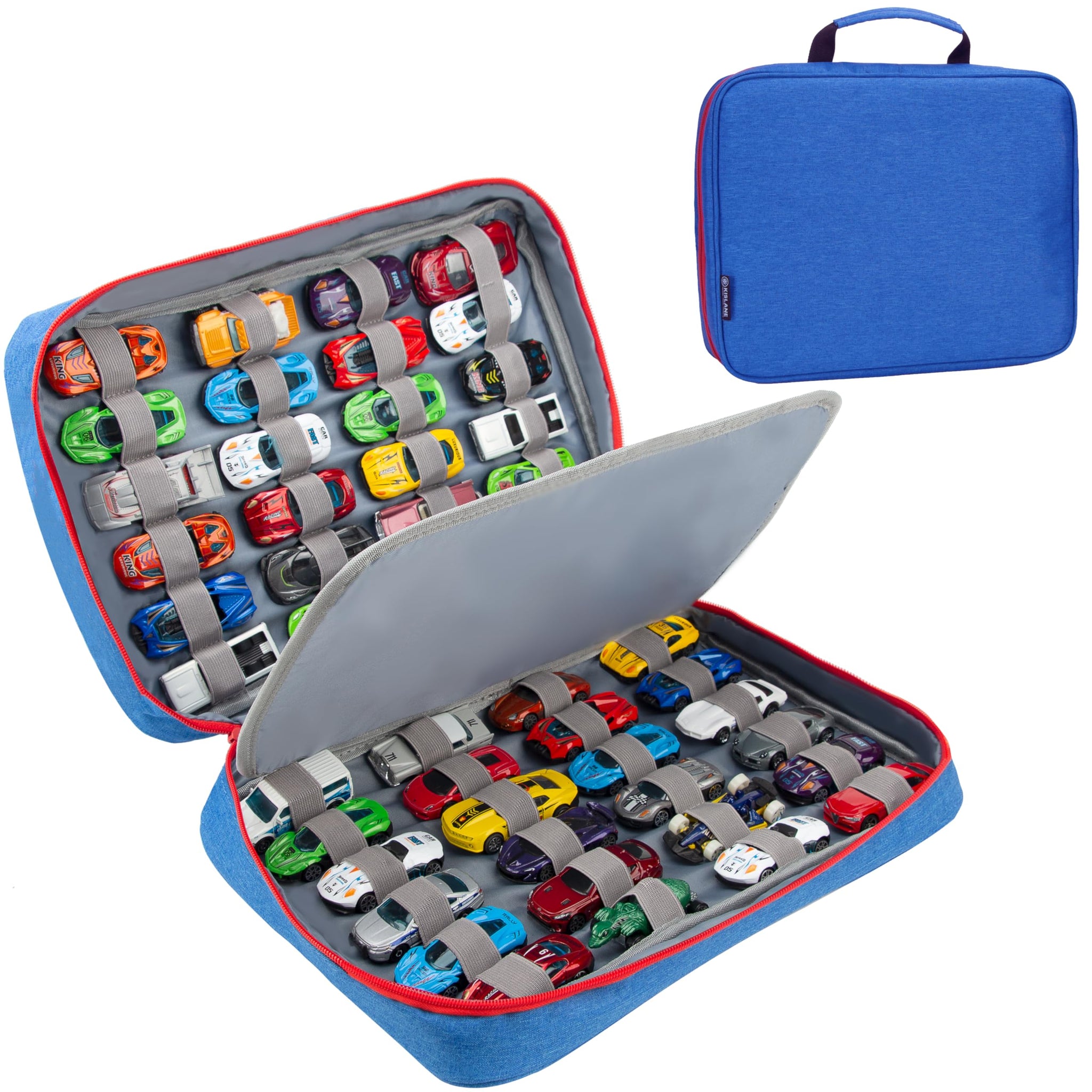 KISLANE Carrying Case for 48 Toy Cars, Kids Toy Cars Storage Case Hold 48 Toy Cars(Bag Only (Blue)