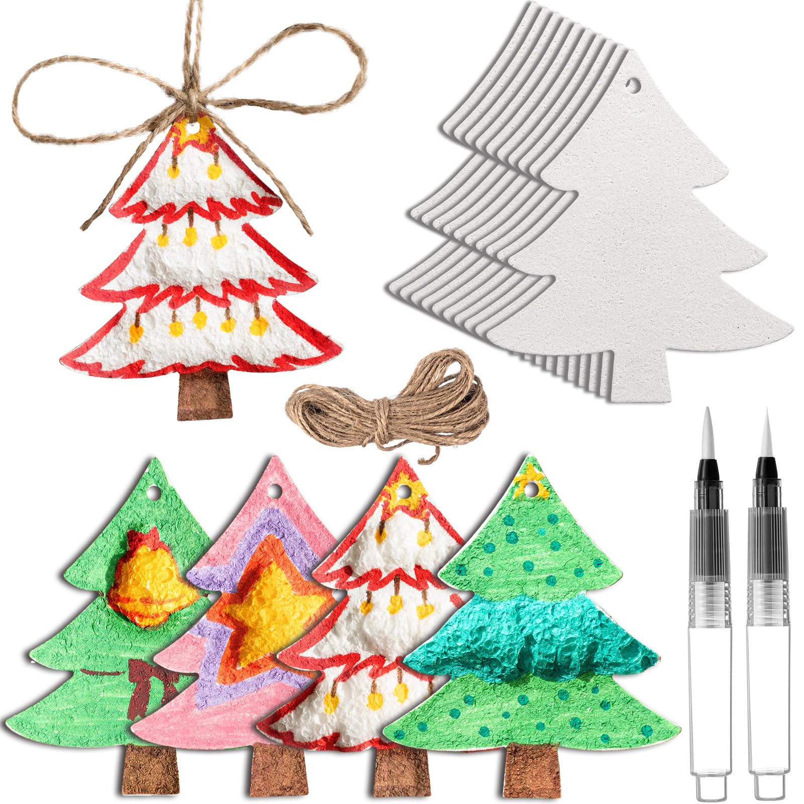 Wonderjune 20 Pcs Foam Texture Painting Paper for Craft, Magical Foam Texture Paper Sheet with Water Brush Pen, Handicraft Blank