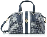 Tommy Hilfiger Womens Jaden Satchel Crossbody HANDBAG, Light Stone/Navy