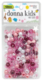 DONNA Kids Hair Beads 12 mm (170 pcs) - Plum Mix Pony Beads with Threading Tool - Fun Braiding & Craft Accessories for Girls
