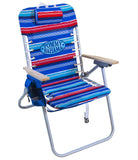 Tommy Bahama Hi-Boy 17 Seat Height 4-Position Lace-Up Suspension Folding Beach Backpack Chair, 1-Pack, Red and Blue Stripe