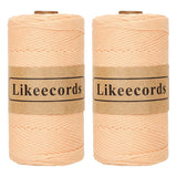 Likeecords 2 Skeins of 100% Cotton Crochet Bag Cord 2mm x 170m Macrame Cord 2mm Crochet Thread Macrame Rope Gift for Knitter (In