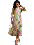 Libas Women'S Linen A-Line Maxi Dress (37195R Multi-Color