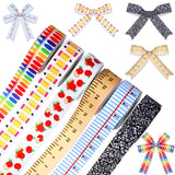 Fanfanwin 6 Pcs 2026 School Ribbons for Crafting 30 Yards Back to School Grosgrain Ribbons Ruler Ribbon Pencils Apples Compositi
