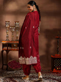 Libas Women'S Silk Blend Kurta Set (39046_Maroon Maroon Xs