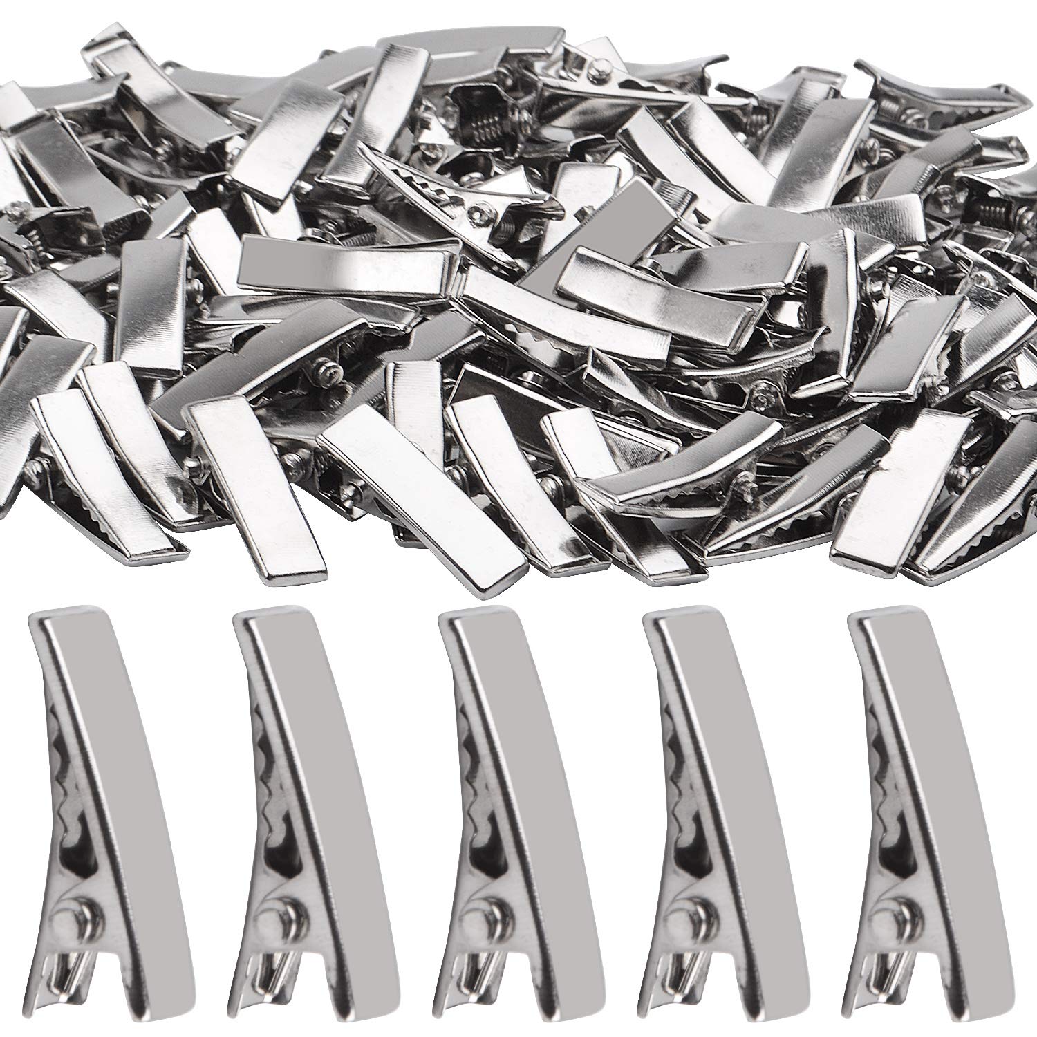 Alligator Hair Clips, 100pcs 2cm Single Prong Duckbill Hair Clips with Teeth Flat Top Crocodile Hair Pins Barrette for Hairbow A