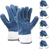 Teenyyou 15 Pair Nitrile Heavyweight Fully Coated Work Gloves, One Size Fits All for Men Oil Hauler Blue Chemical Resistant Glov