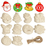 80PCS Wooden Christmas Ornaments to Paint,10 Styles DIY Blank Unfinished Reindeer Santa Claus Christmas Tree Ball Snowman Snowfl