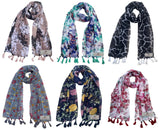 Fusfus WomenS Printed Chiffon Scarves And Stoles, Free Size(Multicolour, Fs1396) Pack Of 6 (Multicolor1)