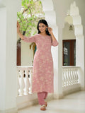 Anni Designer Women'S Rayon Blend Straight Printed Kurta With Pant (Ghasi Pink-Vks01_Xl_Pink_X-Large),Pink,XL,,,