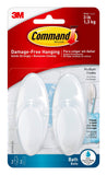 Command Medium Bath Hooks, Holds up to 3 lb, 2 Shower Hooks with 2 Command Strips, Damage Free Bathroom Organization for Robes, 