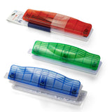 Officemate Translucent Plastic 3 Hole Punch, 8 Sheet Capacity, Comes in Assorted Translucent Colors Red, Blue and Green (90119